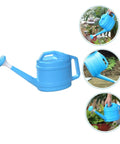 Long Spout Watering Can For Indoor And Outdoor Plants Plastic Watering Pot With Durable Ergonomic Handle And Long Nozzle Easy Grip For Flowers Foliage And Houseplants Sky Blue Gardening Tool, sky blue plastic watering can shown from side