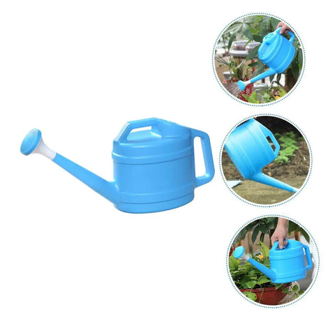 Long Spout Watering Can For Indoor And Outdoor Plants Plastic Watering Pot With Durable Ergonomic Handle And Long Nozzle Easy Grip For Flowers Foliage And Houseplants Sky Blue Gardening Tool, sky blue plastic watering can shown from side
