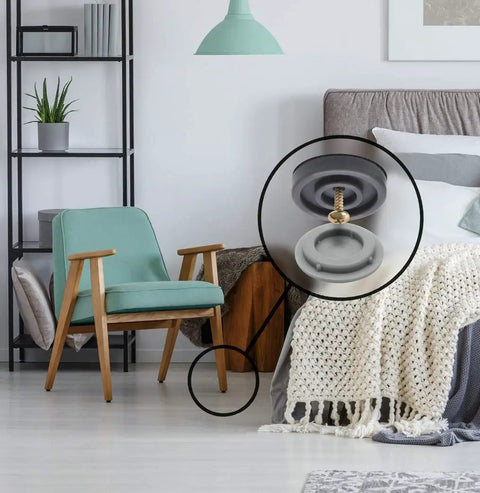 Bedroom with chair featuring One Inch Chair Sliders Set Of Eight Self Adhesive And Screw On Furniture Glides with close-up detail.