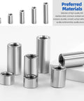 Top Shelf M8 Cylindrical Coupling Nuts 29 Piece Assorted Kit Built From Solid 304 Stainless Steel Metric Thread 8 Through 30mm Arrives With Resilient Plastic Storage Box arrangement of stainless steel coupling nuts