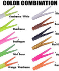 Trout Fishing Kit With 165 Pieces Including Split Tail Grub Worms in multiple colors: white, brown, chartreuse, and more.