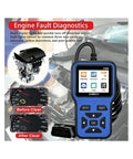 No Nonsense OBD2 Diagnostic Scanner And Code Reader For Electric Cars featuring engine fault diagnostics and live data display.
