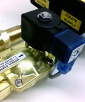 Delta Point Dpl-12Gm-6-E1c-Fe12-F-Y Water Shut Off Valve With Flow Meter For Industrial Plumbing And Process Lines Heavy Duty Valve Assembly Like New Used Condition 15 Lb Weight brass valve close-up