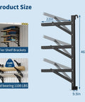 Heavy Duty Container Hanging Shelves 2 Pack No Drill Vertical Storage Racks For Building Materials And Workshop Tools Reinforced Steel Rack System dimensions 22in x 46.5in x 9.9in.