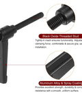 Heavy Duty 8 Piece M8 X 60mm Male Thread Quick Swap Clamping Lever Handles Black oxide threaded stud with aluminum alloy lever.