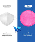 Comparison of white face mask versus pink filter pad for All-In-One Half Face Respirator With Anti-Fog Goggles For Woodworking Dust And Allergens.
