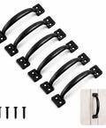 Heavy Duty Six Pack Gate Pull Door Handles Built Tough Five And Three Quarter Inch Black Metal Pulls For Wood Fence Shed Barn Door Cabinet And Screen Doors Includes Hardware Screws six black metal pulls with screws