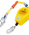 Heavy Duty Self Retracting Fall Arrestor With Solid 17 Foot SRL Rope And Double Locking Steel Housing For Roofing Crews Looking For Legit Safety Gear That Handles The Daily Grind Smooth, featuring dual lock mechanism and steel hooks.