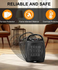Compact Space Heater For Indoor Use 750W And 1500W With Thermostat UL Certified For Office Desk Bathroom And Small Rooms Winter Fast Heat Gift