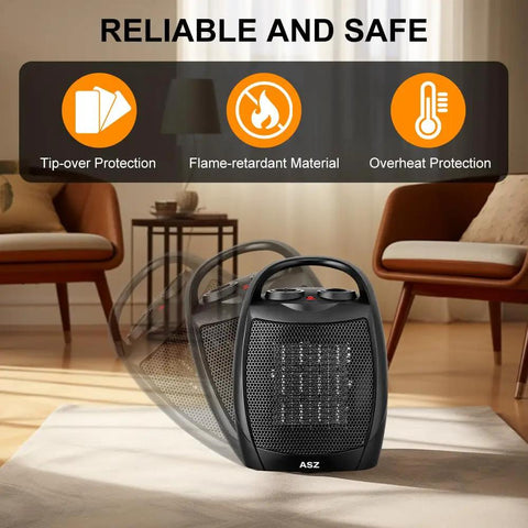 Compact Space Heater For Indoor Use 750W And 1500W With Thermostat UL Certified For Office Desk Bathroom And Small Rooms Winter Fast Heat Gift
