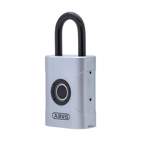 Smart Fingerprint Lock For Home And Office With 360 Degree Recognition, 20 Embedded Prints, sleek silver finish, side view