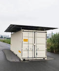 Built Tough Off Grid Modular Cold Room And Walk In Freezer System Featuring Solar Powered Blast Chiller For Commercial Food Storage With Quick Install and exterior view of solar panels.