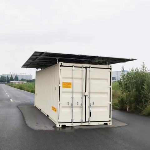 Built Tough Off Grid Modular Cold Room And Walk In Freezer System Featuring Solar Powered Blast Chiller For Commercial Food Storage With Quick Install and exterior view of solar panels.