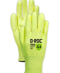D ROC HPPE Blend PU Palm Coated Work Gloves Size 8 Hi Viz Yellow 12 Pairs Built For Tough Jobs With Flexible Fit And Grip Like Glue Plus All Day Comfort, front view