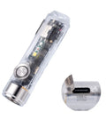 Aurora A8 4th Gen USB C Keychain Flashlight Rechargeable Tiny But Mighty Pocket Light 650 Lumens with USB-C port close-up