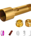 Front view: Brass tub spout adapter kit with diverter repair parts and assembly tool; fits 3/4 in IPS and 1/2 in IPS pipes