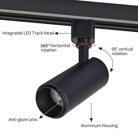 Five Color LED Track Lighting Heads Dimmable 12W Adjustable Beam 15 To 60 Degree Range 2700K 3000K 3500K 4000K 5000K H Style