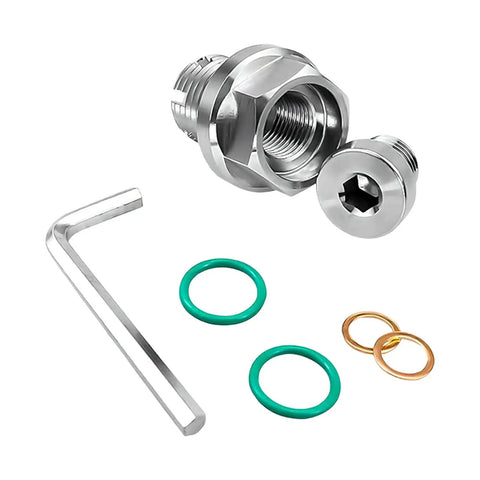 No Drill Oil Drain Plug Repair Kit M12x1.25 For Japanese Cars With Stainless Steel Bolt And Gasket Self Tapping Thread Fix For Stripped Holes, with washers and wrench