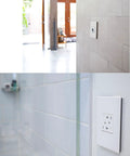 Gloss White 1 Gang Wall Plate With White On Black Backer Snap On Mount No Visible Screws Fits Standard Electrical Boxes Modern