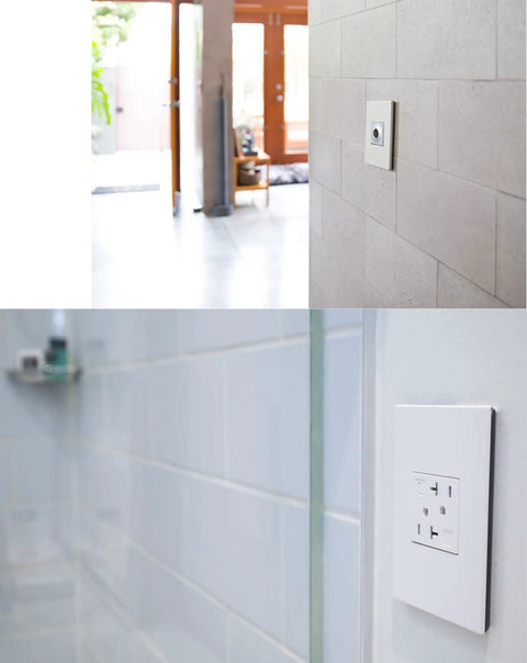 Gloss White 1 Gang Wall Plate With White On Black Backer Snap On Mount No Visible Screws Fits Standard Electrical Boxes Modern