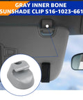 Gray interior sun visor clip installed in Kenworth Peterbilt, showing Four Pack Sun Visor Clip Set For Kenworth Peterbilt Gray Interior Bone Replacement Parts S16 1023 661 F01377 2 Built Tough From Durable PC And ABS For Long Lasting Use Rugged Dependable in use.
