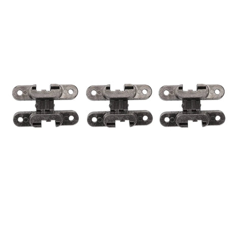 3 Pcs 43mm Mini Cabinet Invisible Hinges 180 Degree Zinc Alloy Cross Hinge Set Black Plated For Cabinets Jewel Boxes Durable 30,000 Openings