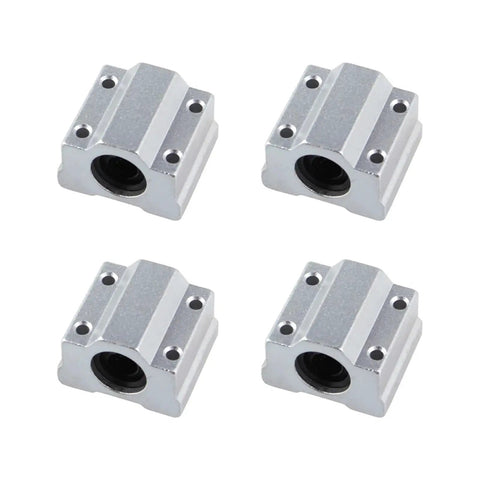 4 Pack Linear Motion Ball Bearing Slide Block Kit Must Have With SC8UU SCS8UU SC10UU SCS12UU 16UU 20UU 25UU Linear Shaft Parts For DIY 3D Printer Projects SCS16UU High Precision Rails, 4 aluminum bearing blocks