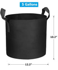 12 Pack 5 Gallon Grow Bags With Handles For Easy Move, Heavy Duty 300G Thickened Nonwoven Plant Pots With Great Drainage, Breathable Fabric
