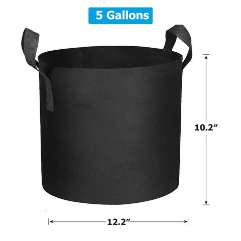 12 Pack 5 Gallon Grow Bags With Handles For Easy Move, Heavy Duty 300G Thickened Nonwoven Plant Pots With Great Drainage, Breathable Fabric