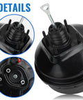 Heavy Duty Vacuum Power Brake Booster For Chevy Silverado Cadillac Escalade Tahoe Suburban Avalanche 2003 To 2007 detailed view with pushrod and fittings.