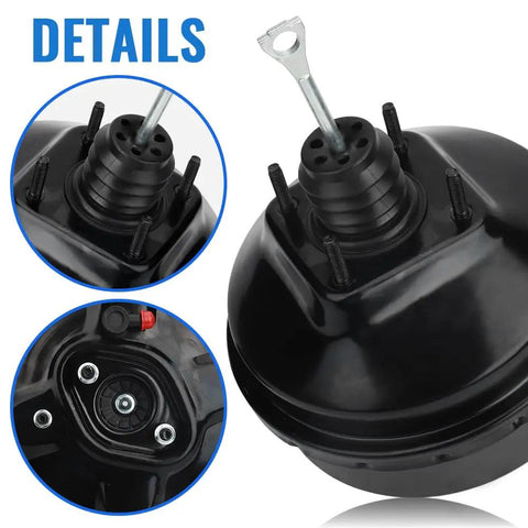 Heavy Duty Vacuum Power Brake Booster For Chevy Silverado Cadillac Escalade Tahoe Suburban Avalanche 2003 To 2007 detailed view with pushrod and fittings.