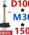 2 Pack Dead Even Adjustable Leveling Feet 100Mm Diameter Nylon Base Threaded M30 X 150Mm Swivel Mount showing measurements and details.