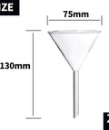 Four Piece Borosilicate Glass Funnel Set With 100mm 75mm 50mm And 40mm Diameters And Long Stems High Temperature Lab Grade Durable Chemical Resistant Reusable And Easy To Clean, 75mm funnel