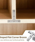 20 Pcs Flat Corner Braces Set With Screws, 3.1 By 3.1 Inch T Shape Shelf Brackets on wooden cabinet joint