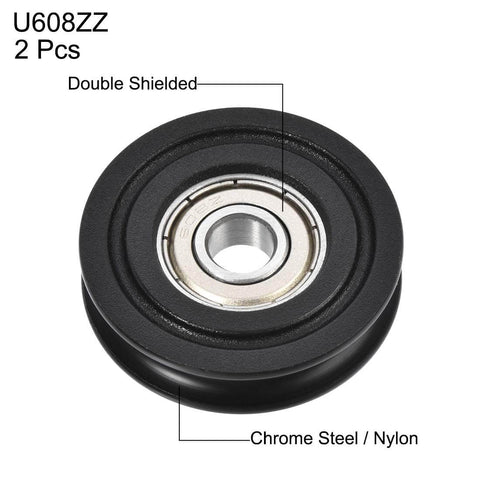 U608ZZ Nylon U Groove Pulley Bearing Wheel 8x40x10mm Double Shielded Chrome Steel Bearings For Industrial Equipment and Motors