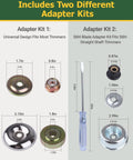 Image of two adapter kits for Steel Wire Trimmer Head With 8 Inch Unbreakable Blades, showing various components and measurements.