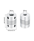 Drop In Flexible Aluminum Shaft Couplings 6mm To 8mm 25mm Long 19mm OD 4 Pack For 3D Printers CNC Machines Stepper Motors Encoders And DIY Robots Shaft Joint Connectors, 6mm and 8mm bores