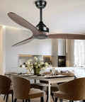 52 Inch Slick Ceiling Fan With Heavy Duty Solid Wood Blades And Silent Remote Control in a modern dining room setting.