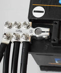 Pro Level Heavy Duty Rock Solid Battery Terminal Clamps Pair 12 Way Power Distribution Block attached to a battery.
