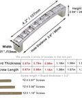 Six Pack U Shape Crystal Glass Drawer Pull Knobs For Cabinets And Dressers With Zinc Alloy Base, 3.8 Inch Hole Distance Diagram