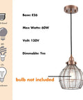 Red Antique Copper Glass Pendant Light With Cracked Glass Shade, Dope Dimmable Hanging Fixture For Kitchen Island, Dining Room, Foyer And Bedroom, E26 Base, 60W Max, Hardwired, Bulb Not Included