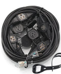 Coiled Beefy 50ft 12 Gauge Outdoor Extension Cord With Eleven Outlets And End Connector IP44 Waterproof Cap ETL Listed