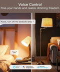 Smart Dimmer Plug For Dimmable Lamps And Lights, 300W Max, Dual Outlets, Voice control demonstration with bedside and floor lamps