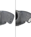 Before and after installation of Fuel Door Hinge Pin for Toyota Tundra Durable Metal Repair Kit, showing repaired hinge