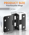 Diagram showing dimensions of Six Pack Five Knuckle Door Hinges For Three Quarter Inch Thick Doors, with screws and hinge measurements.