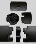 Set of 4 black Uxcell L075 jaw coupling inserts for L-jaw couplings; urethane center inserts.
