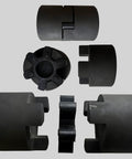 Four Pack L110 Jaw Coupling Inserts Red Urethane Flexible Solid Type Center Inserts For L Jaw Couplings, 30 Mm ID, 83.6 Mm OD, Durable Vibration Dampening Replacement For Precision Machinery, black jaw coupling inserts shown from multiple angles