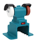 Jeffergarden Cordless Mini Bench Grinder With Two Wheels, compact design, features dual wheels, easy operation for sharpening and polishing.