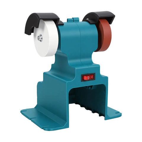 Jeffergarden Cordless Mini Bench Grinder With Two Wheels, compact design, features dual wheels, easy operation for sharpening and polishing.