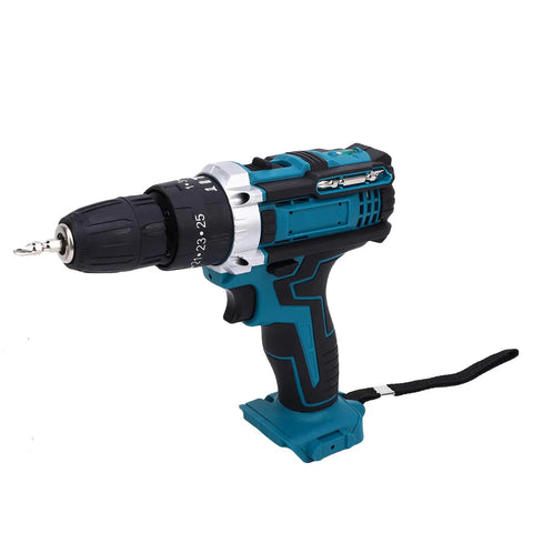 Heavy Duty Workhorse 21V Brushless Cordless Drill And Driver With A 10mm Keyless Chuck, side view showcasing variable speed controls.